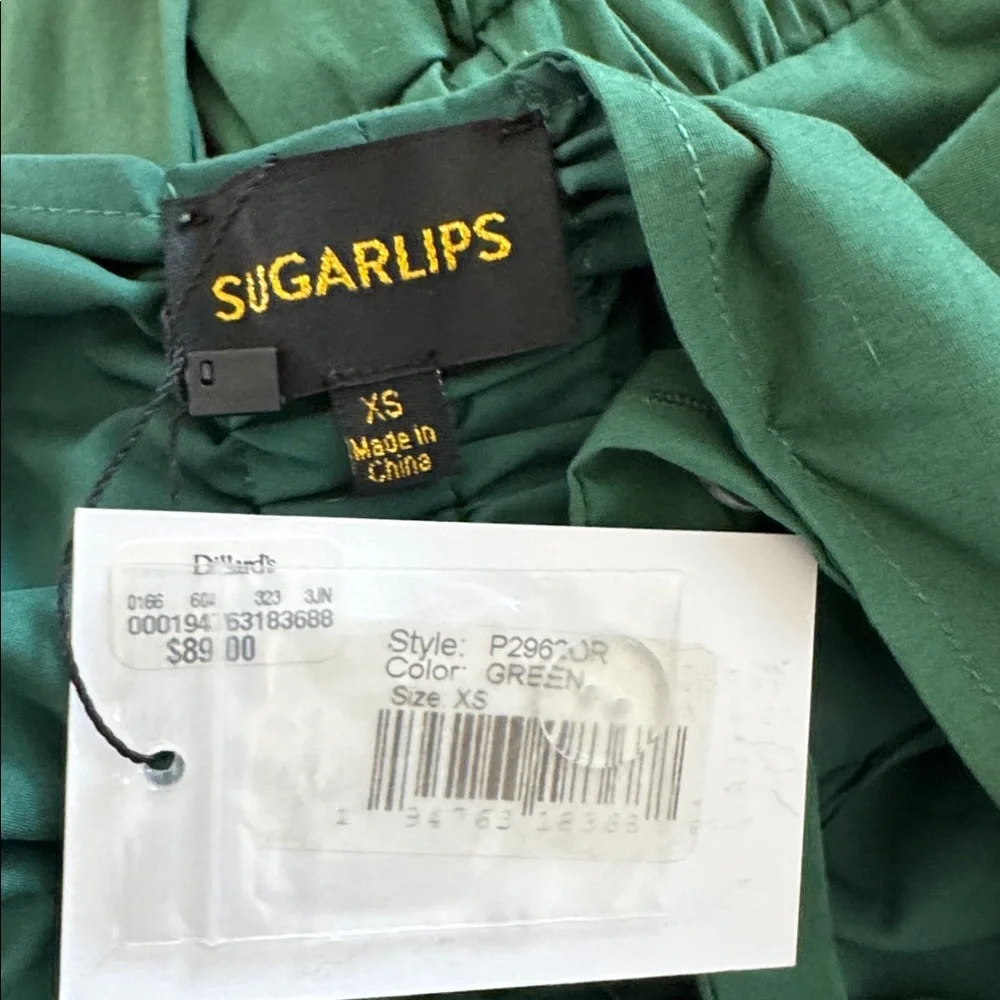 Sugarlips Green Abalone Ruched Ruffled Romper - Picture 3 of 4